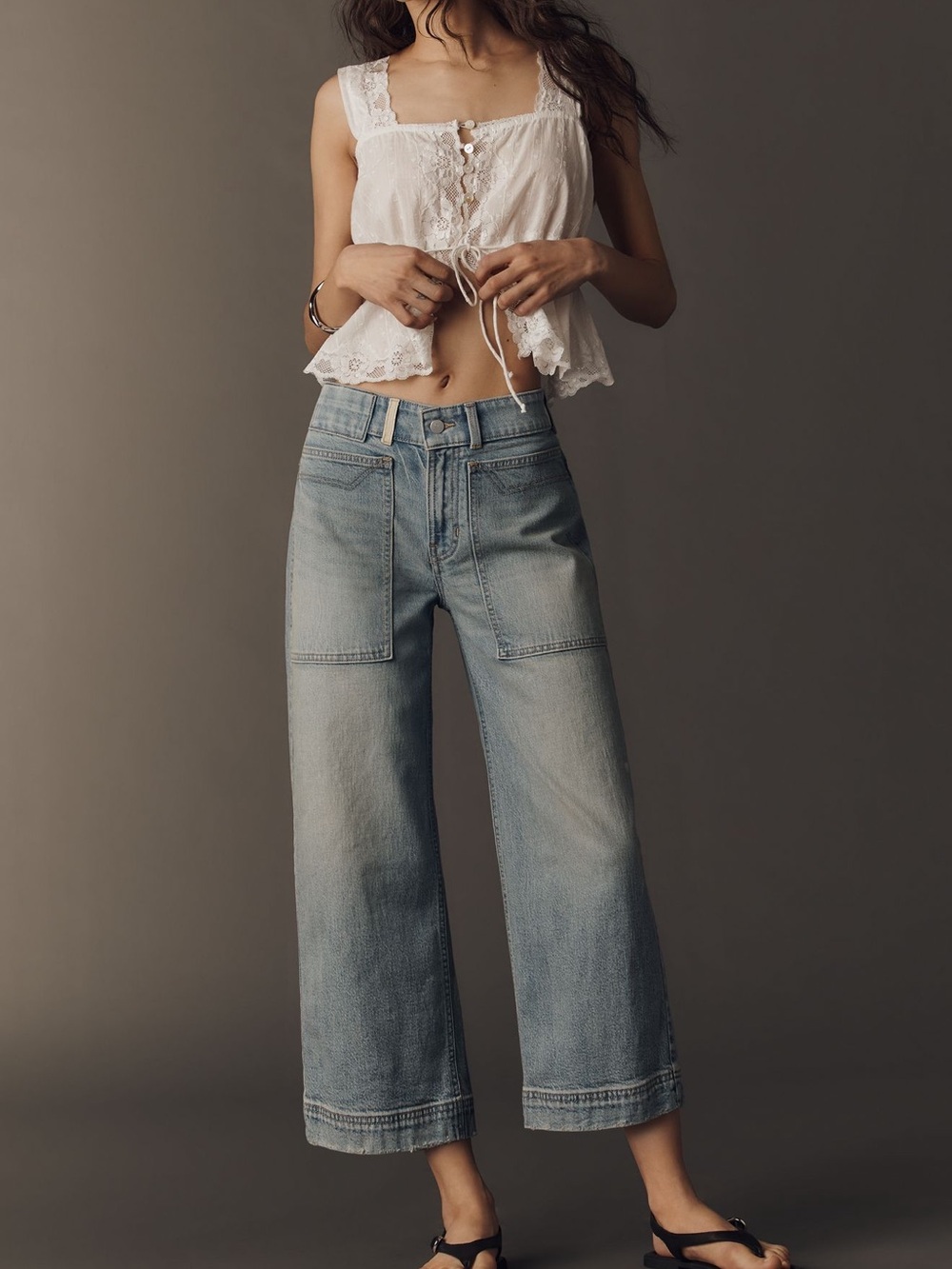 Pilcro Osaka Low-Slung Crop Wide Leg Jean